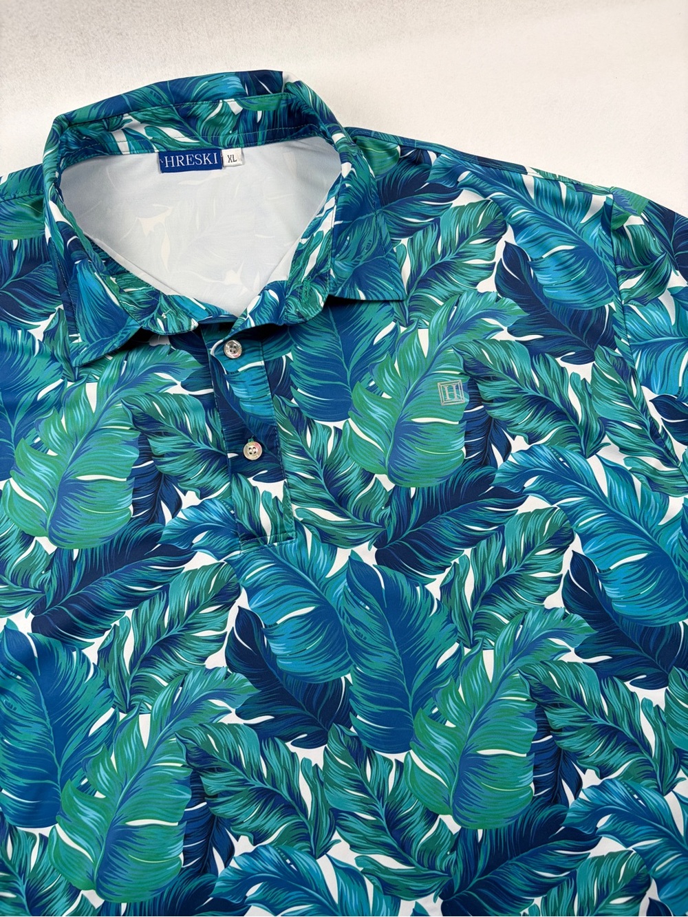 HRESKI Artistic Monstera Palm Leaves Golf Shirt – Hreski 156 Polo Men’s XL